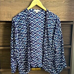 LOFT Navy and White Ikat Cardigan